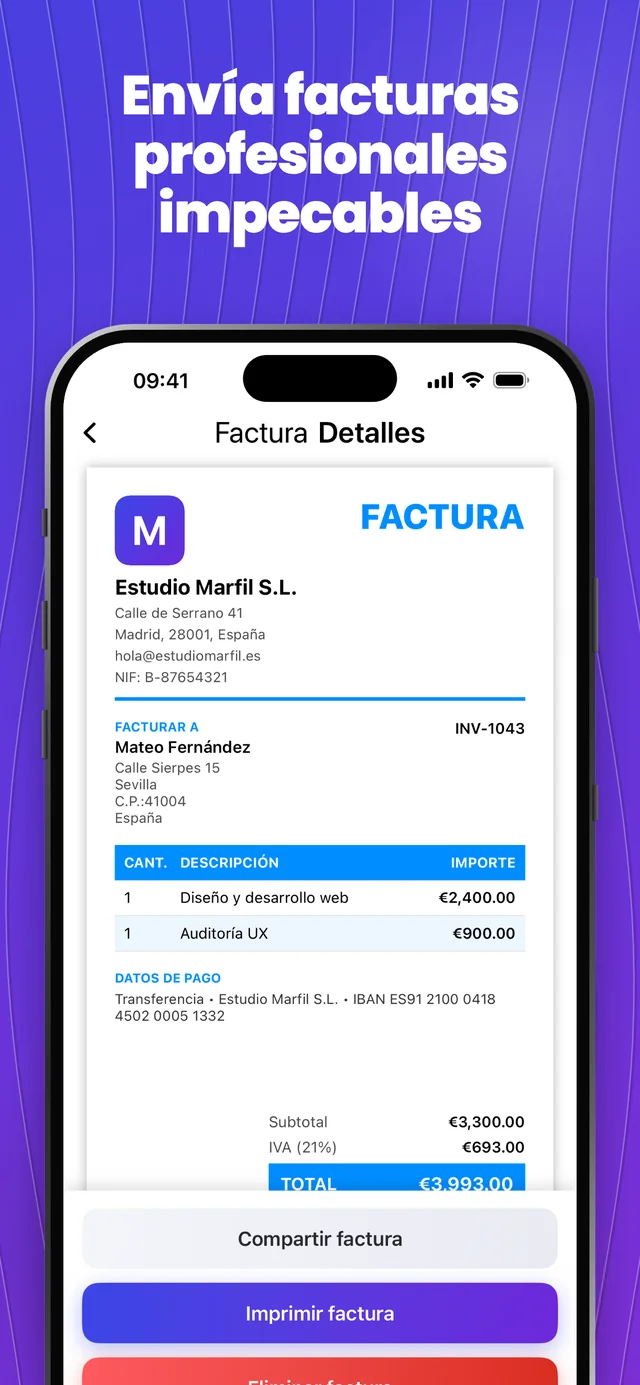 Captura de pantalla de la App Store 3 — Invoice Maker